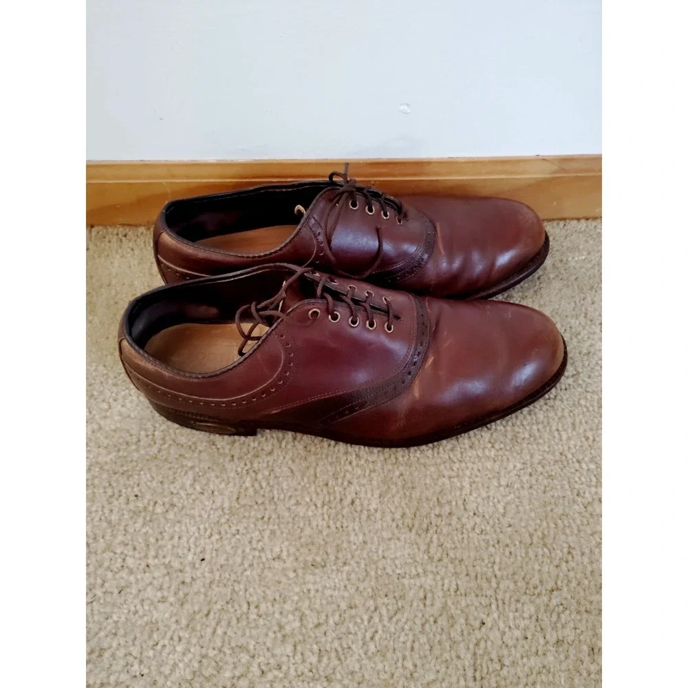 Footjoy Icon Golf Shoes Mens Oxford Wing Tip Cleats 11.5 D Brown Soft Leather***